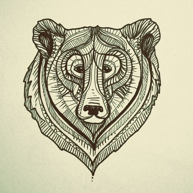 Impressive grey-line grizzly muzzle tattoo design