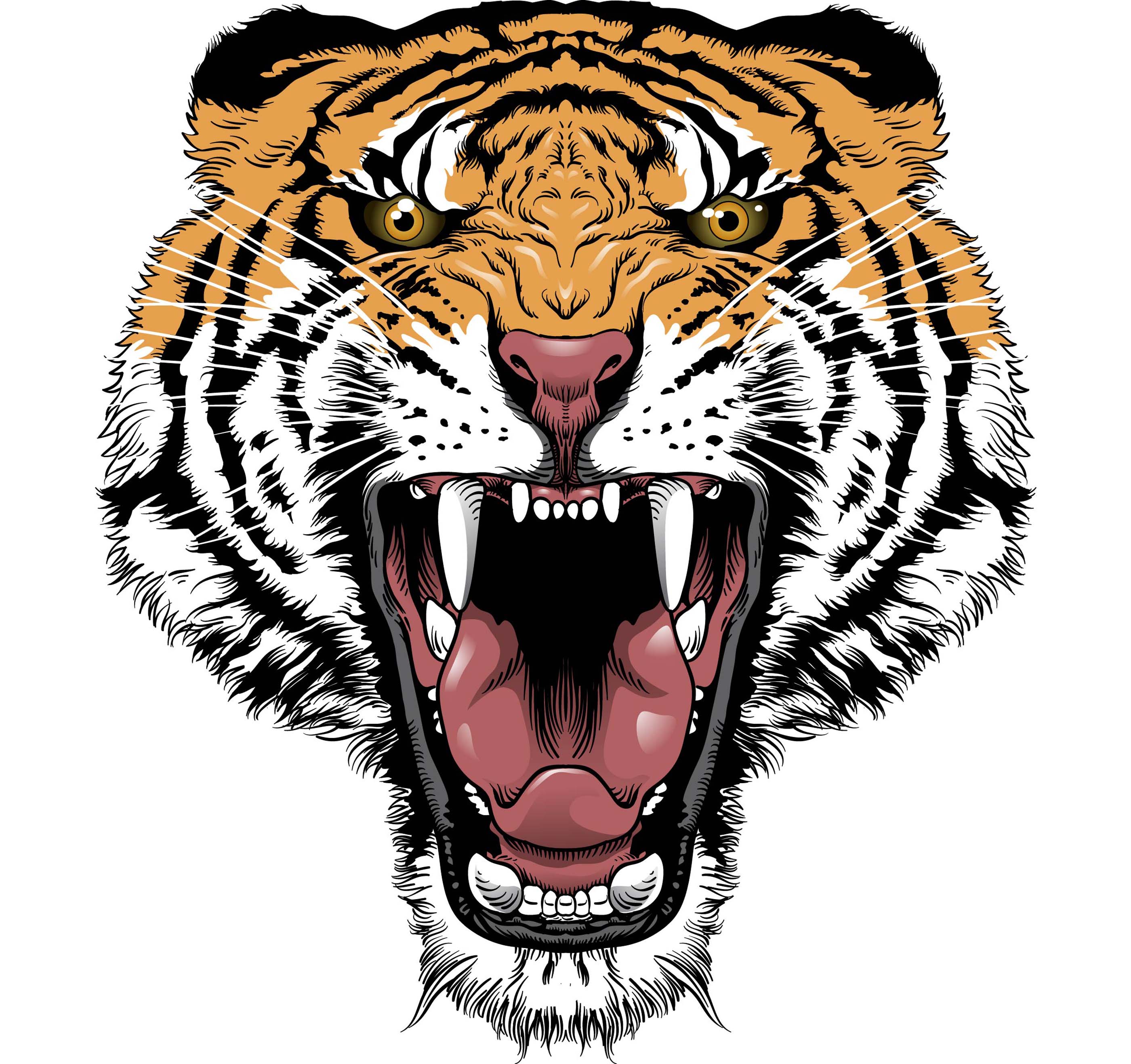 Impressive screaming tiger head tattoo design