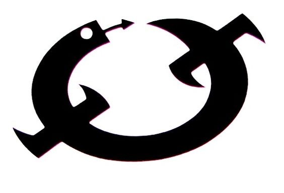 Interesting black curled lizard logo tattoo design