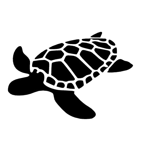 Interesting full-black swimming turtle tattoo design