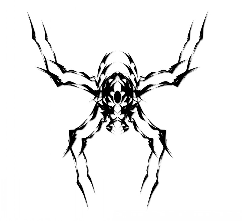 Interesting tribal spider tattoo design by Nigram