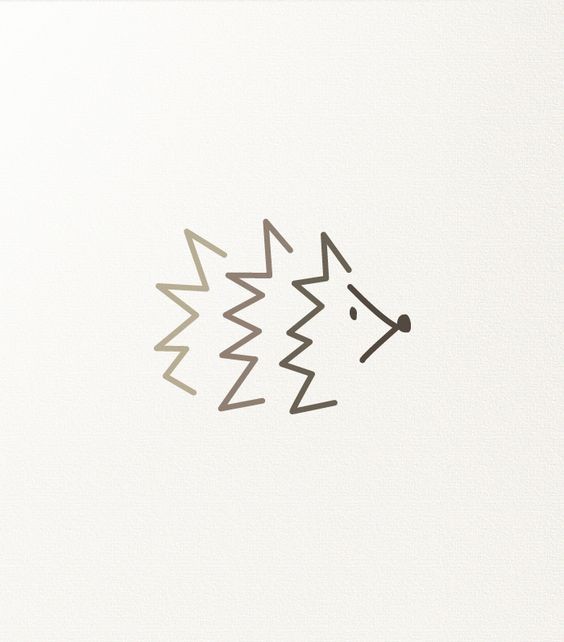 Light-brown line hedgehog silhouette logo tattoo design