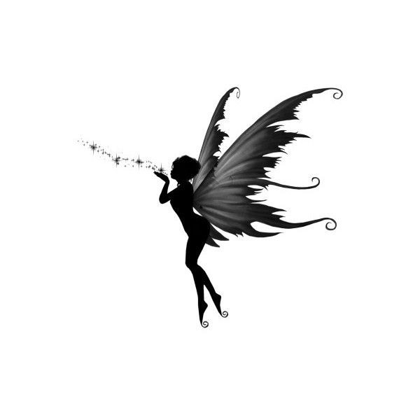 Little black-and-grey fairy with blowing stars tattoo design