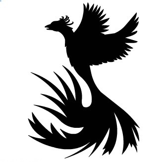 Little black-ink flying phoenix tattoo design