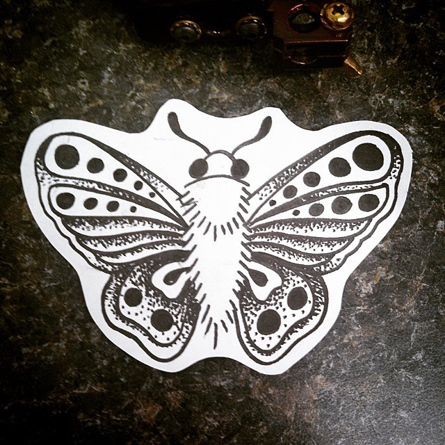 Little dotwork moth tattoo design