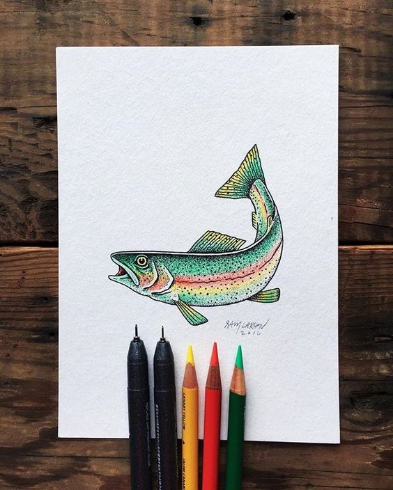Little fish with red stripe along the body tattoo design