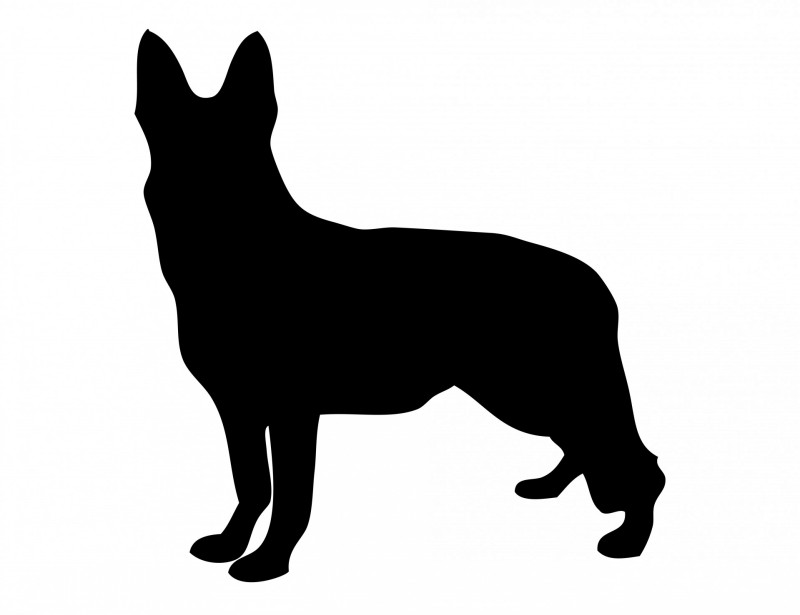 Little full-black german shepherd figure tattoo design