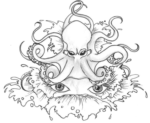 Little octopus and girly eyes tattoo design by Dvampyrelestat