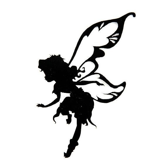 Little running fairy girl silhouette tattoo design