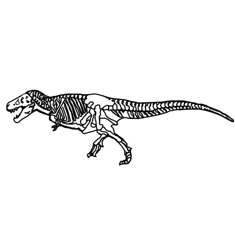 Long outline walking dinosaur skeleton tattoo design