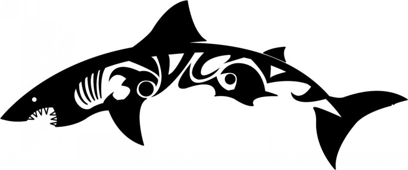 Long tribal shark tattoo design