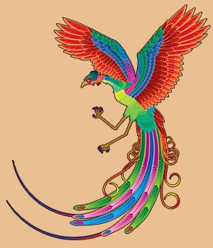 Lordy multicolor japanese phoenix tattoo design