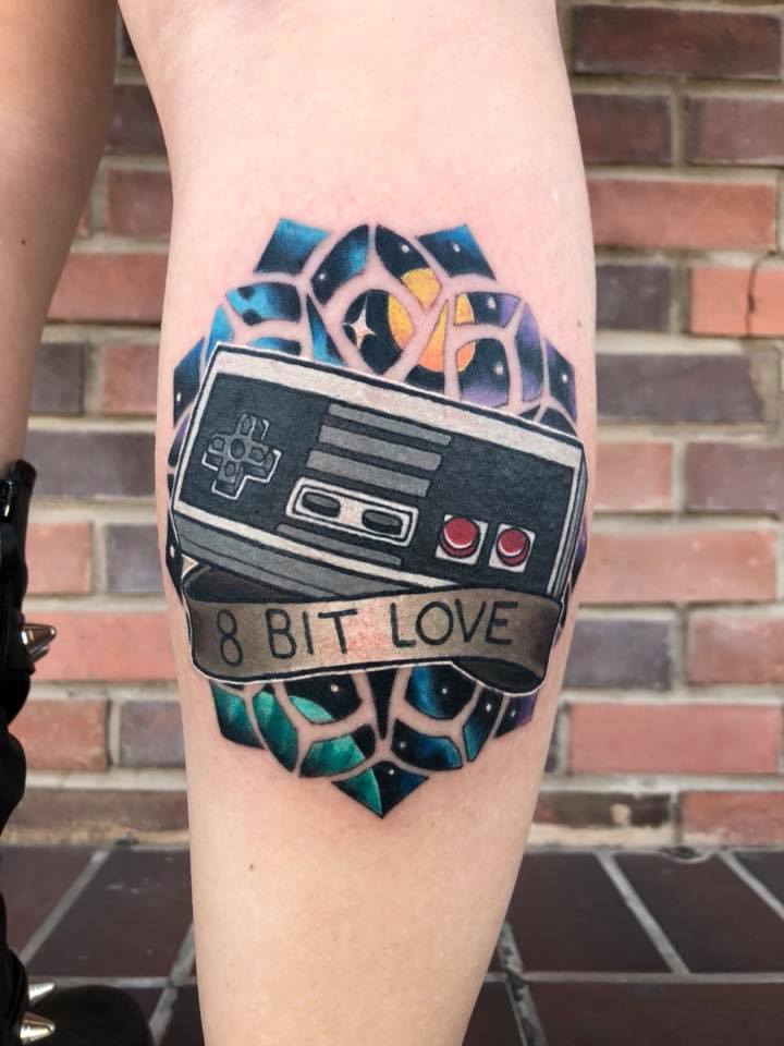 Love 8 bit joystick tattoo