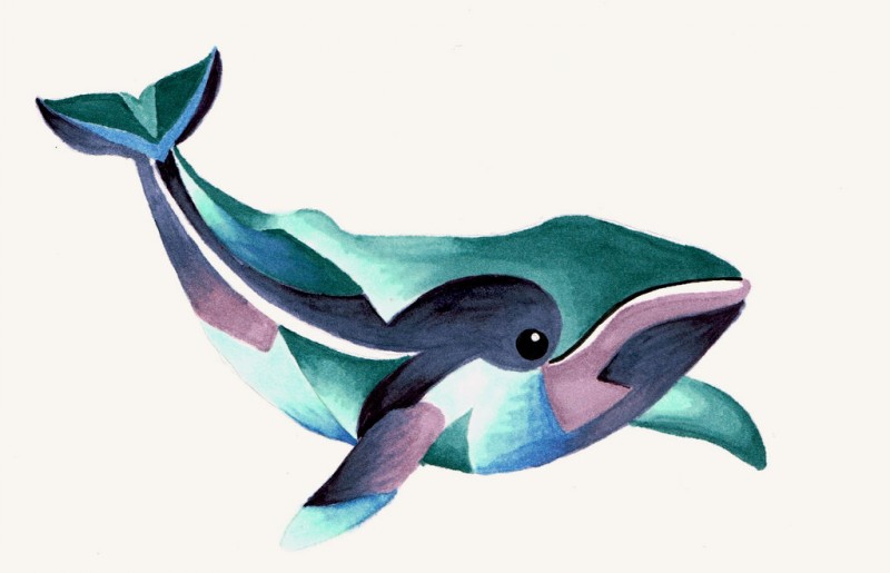 Lovely colorful whale tattoo design by Lamorien