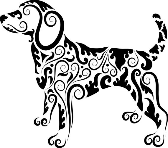 Lovely curl-patterned dog tattoo design