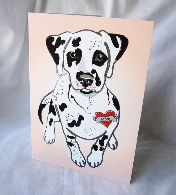 Lovely dalmatian dog with red heart print tattoo design