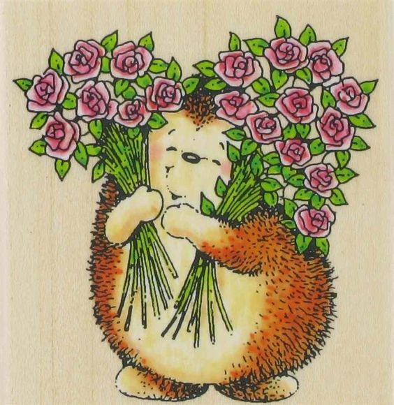 Lovely hedgehog with flower sonegays tattoo design