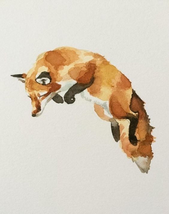 Lovely jumping fox tattoo design