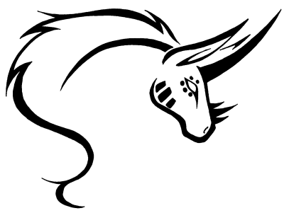 Lovely outline unicorn head tattoo design by Pretty Red Wolf