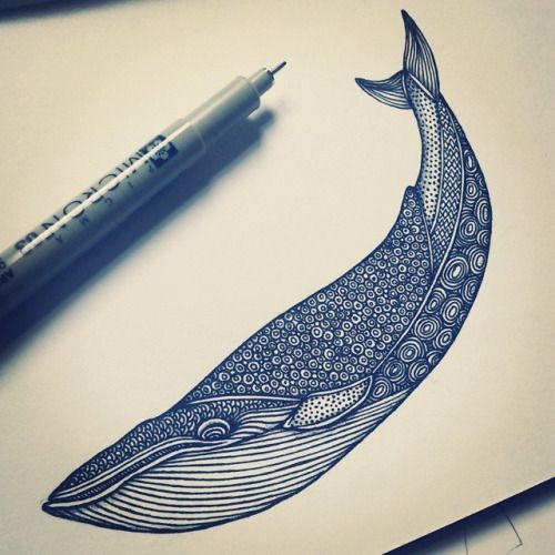 Lovely patterned whale tattoo design