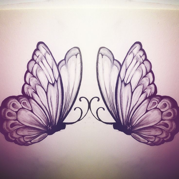 Lovely reflected black-and-white butterfly tattoo design