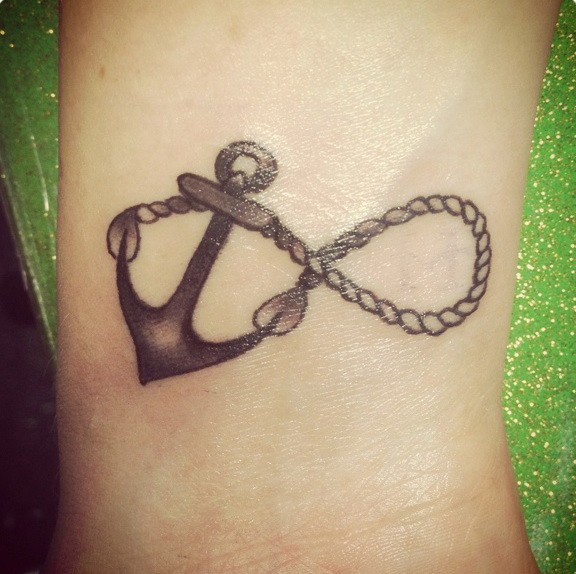Lovely roped anchor infinity tattoo on wrist