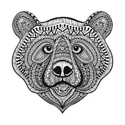 Lovely small-patterned grizzly muzzle tattoo design