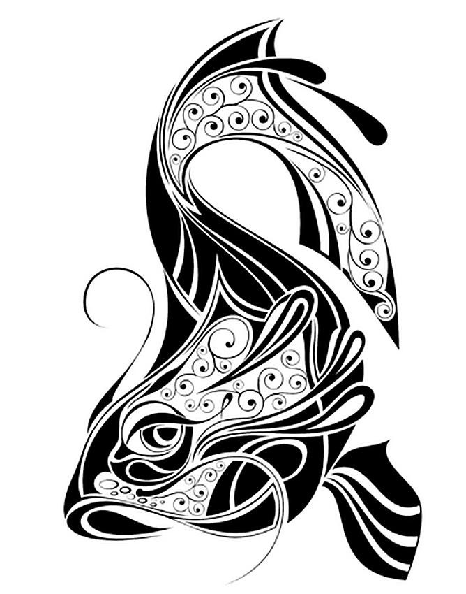 Lovely tribal fish tattoo design