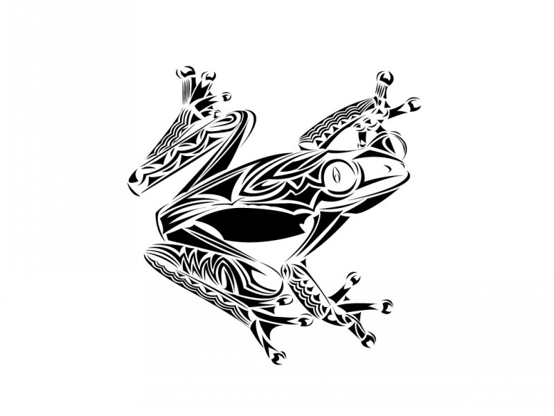 Lovely tribal frog looking on you tattoo design