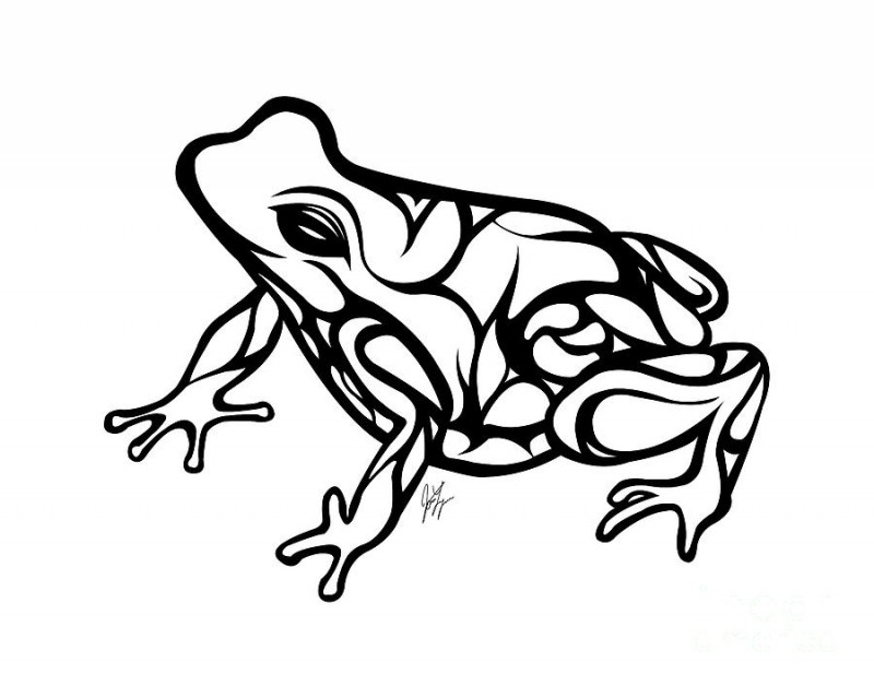 Lovely tribal frog tattoo design