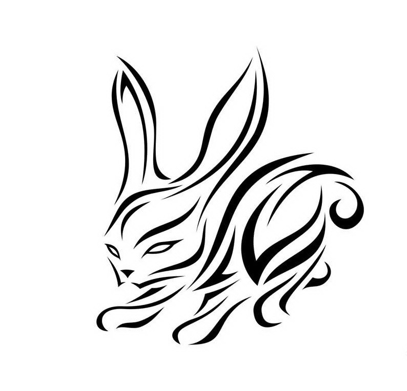 Lovely tribal rabbit tattoo design