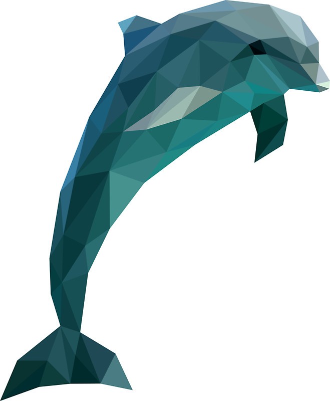 Luxury dark blue geometric-style dolphin tattoo design