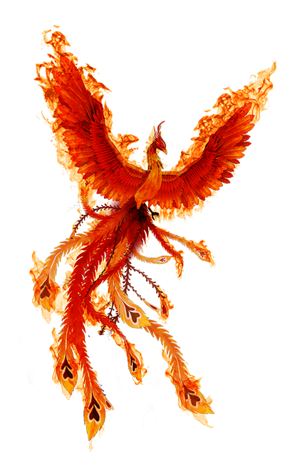 Luxury flaming flying phoenix bird tattoo design