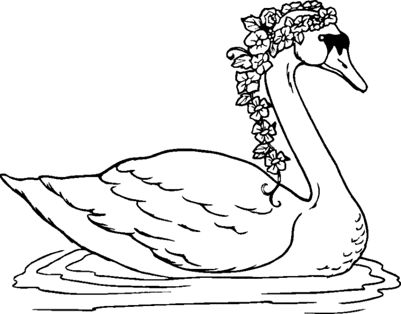 Luxury outline swan in wreath swimming in puddle tattoo design
