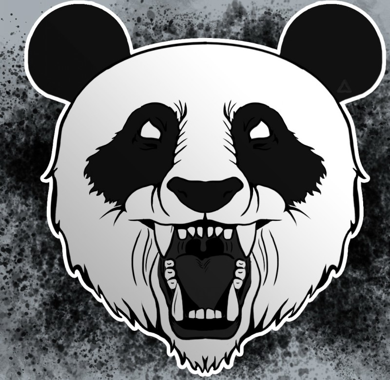 Mad blind crying panda head tattoo design
