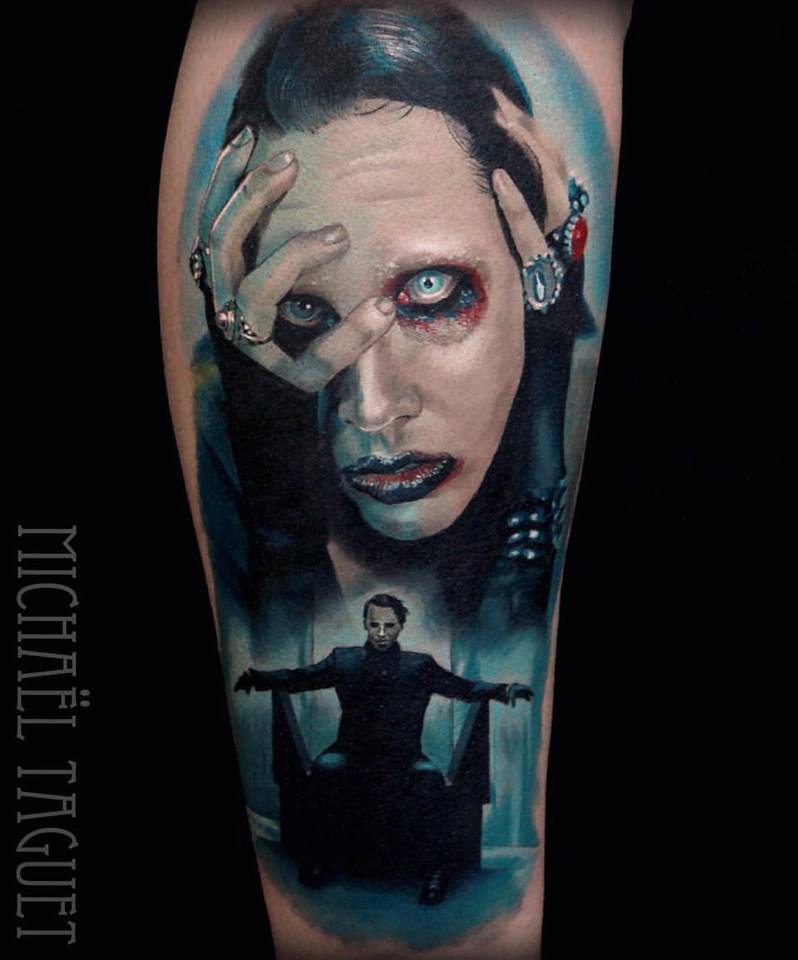 Marilyn Manson portrait tattoo