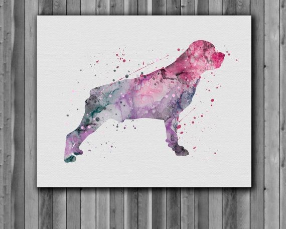 Marvelous bright watercolor standing rottweiler tattoo design