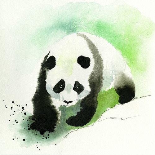 Modest walking panda on green background tattoo design