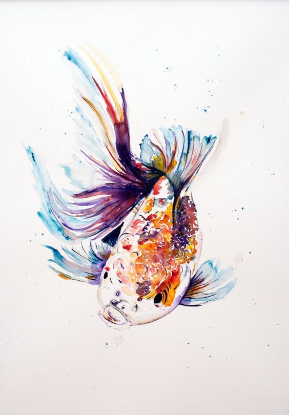 Montly watercolor fish tattoo design