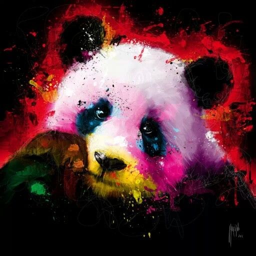Montly watercolor panda portrait in splashes tattoo design