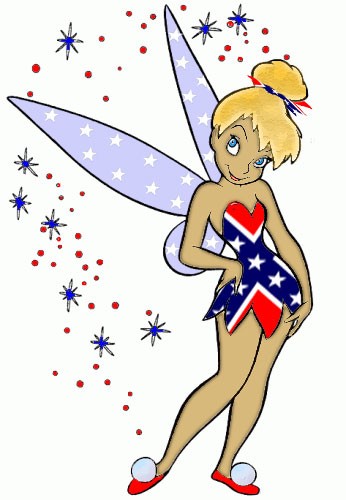 Multicolor confederate tinkerbell fairy tattoo design