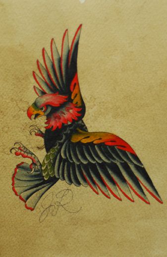 Multicolor old school eagle tattoo design