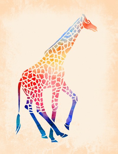 Multicolor spotted giraffe tattoo design