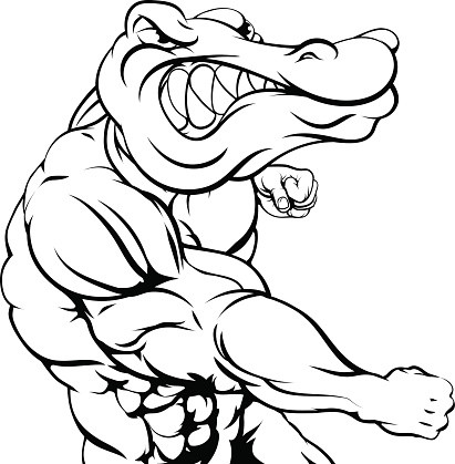 Muscular reptile without coloring tattoo design