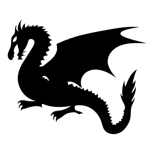 Mythical black-ink dragon silhouette tattoo design - Tattooimages.biz