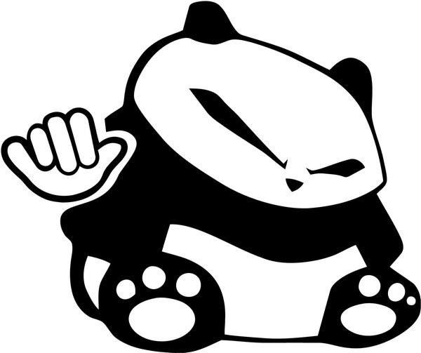 Nasty animated panda bear with chinese eyes tattoo design