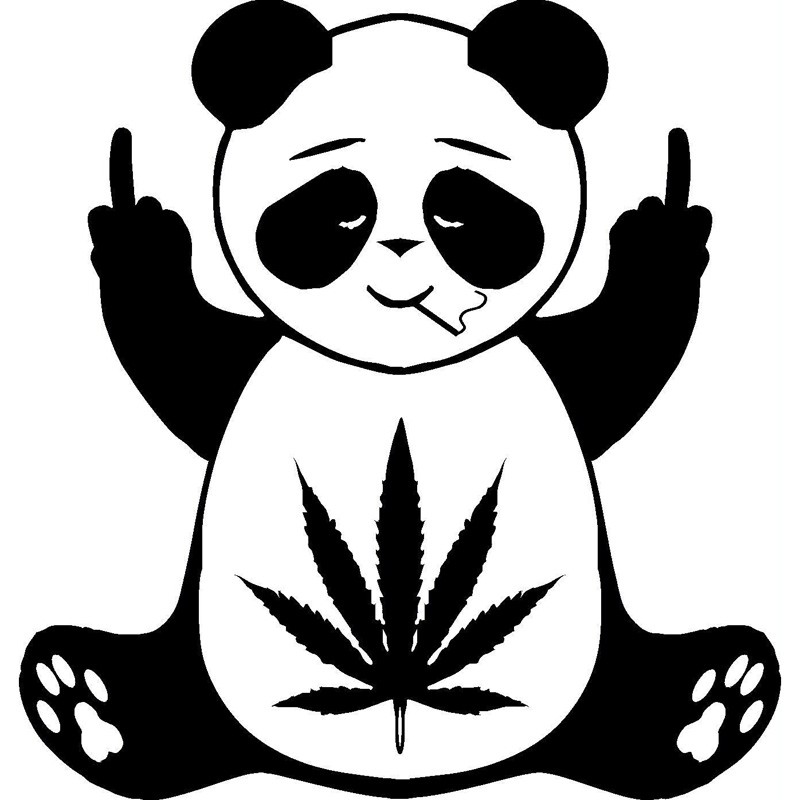 Nasty panda with cannabis print on belly tattoo design