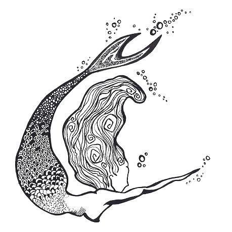 Nice black-and-white mermaid rushing forward tattoo design
