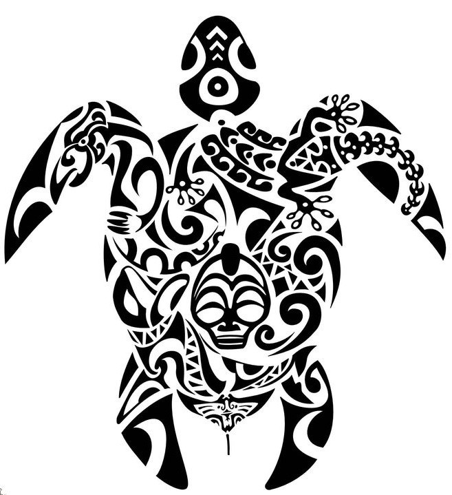 Nice black tribal polynesian turtle tattoo design