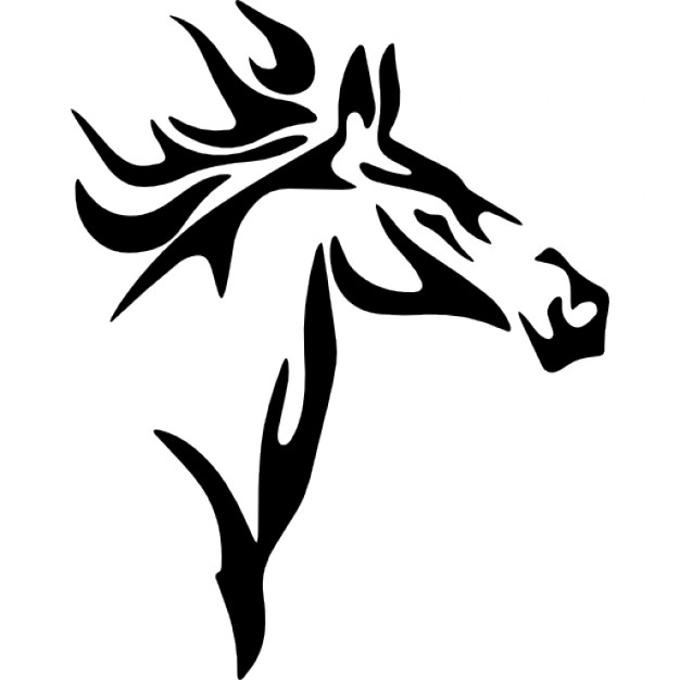 Nice blak-line tribal horse in profile tattoo design